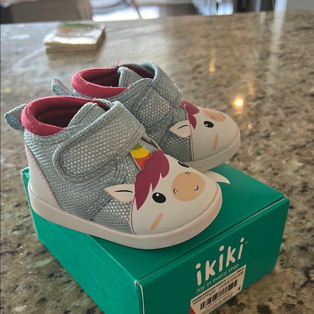 Gray and Pink High-Top Baby Shoes with Animal Face Design